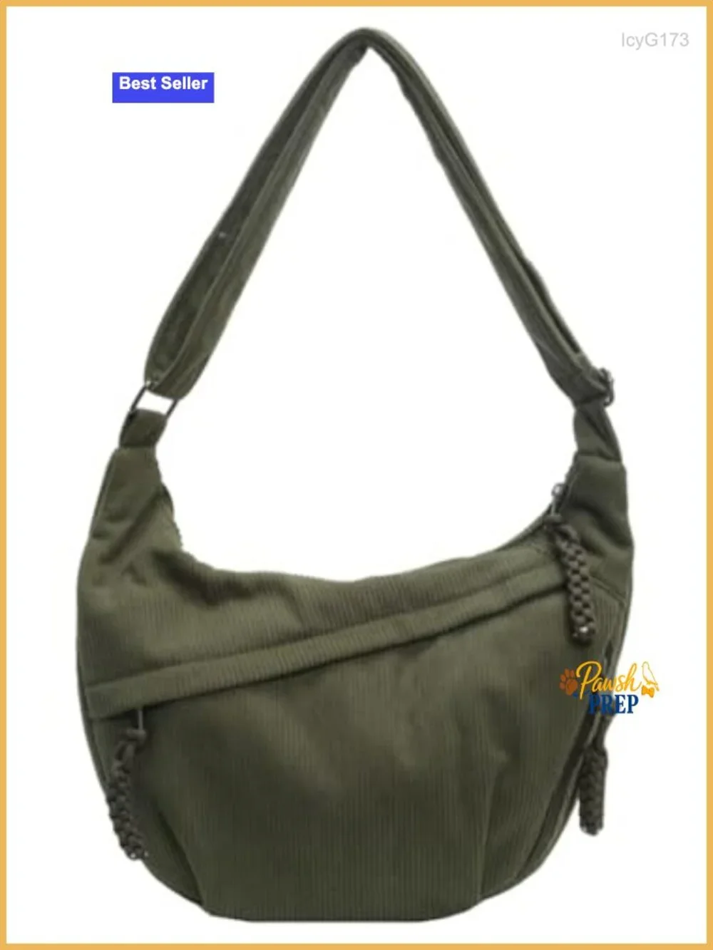 Corduroy Hobo Shoulder Bag Crescent Crossbody Nylon Canvas Retro Slouchy